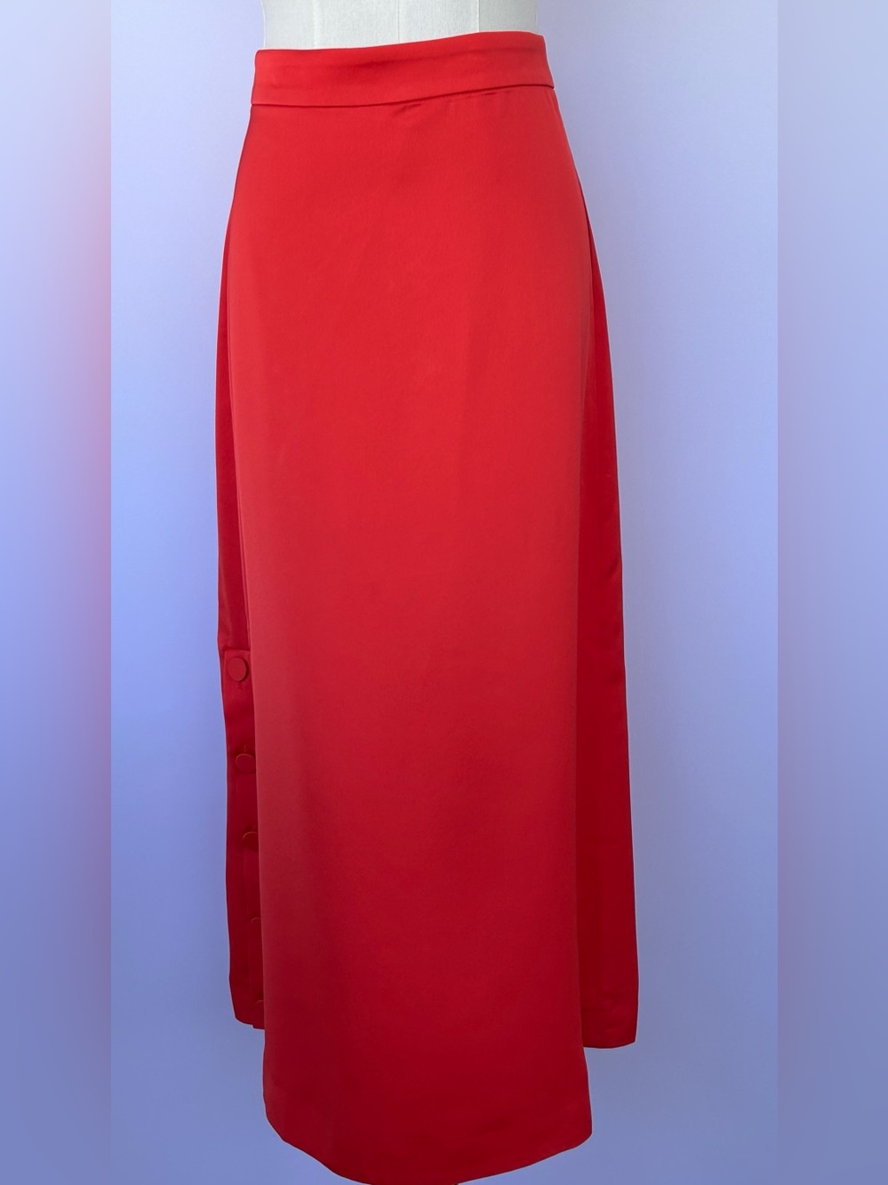 J. Crew Women’s Vibrant Red/Orange A-Line Midi Skirt Button Detail Size 10